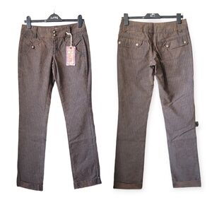 NWT Vtg 00s Killah by Miss Sixty Brown Pinstripe Engineer Pants Y2K Cyber Grunge